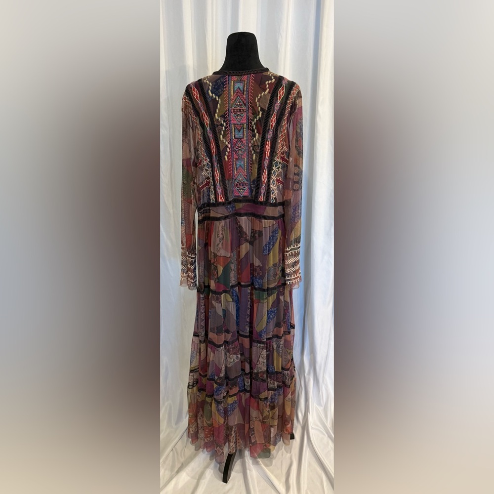 Johnny Was Embroidered Mesh Maxi Dress